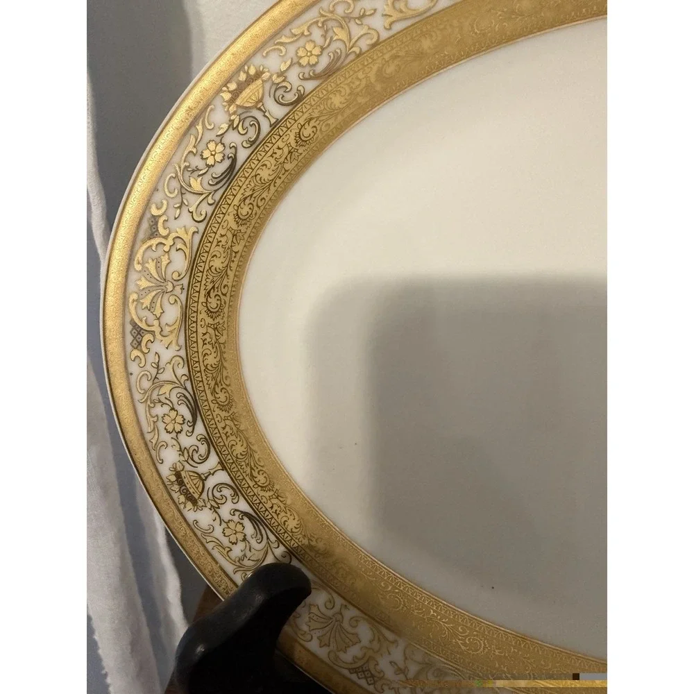 Vintage GNA Fine Porcelain GNA9 Gold Encrusted Oval Serving Platter 16